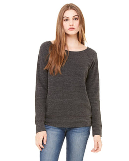 Bella+Canvas Ladies Triblend Sponge Fleece Wide Neck Sweatshirt 7501 | Char Blk Triblnd - Front