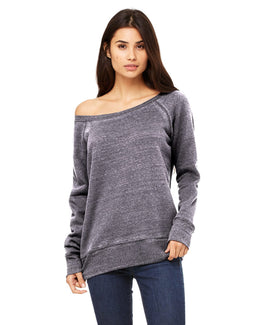 Bella+Canvas Ladies Triblend Sponge Fleece Wide Neck Sweatshirt 7501 | Grey Acid Fleece - Front