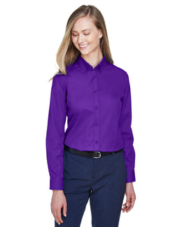 Core 365 Operate Ladies Long Sleeve Twill Shirt 78193 | Campus Purple - Front