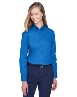 Core 365 Operate Ladies Long Sleeve Twill Shirt 78193 | True Royal - Front