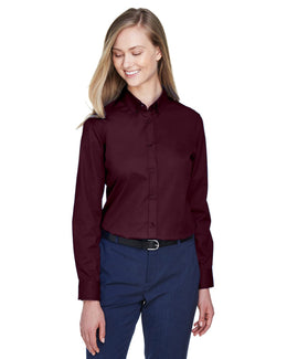 Core 365 Operate Ladies Long Sleeve Twill Shirt 78193 | Burgundy - Front