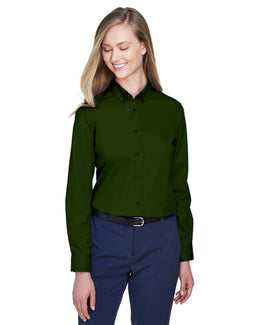 Core 365 Operate Ladies Long Sleeve Twill Shirt 78193 | Forest - Front