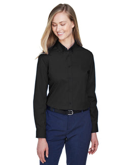 Core 365 Operate Ladies Long Sleeve Twill Shirt 78193 | Black - Front