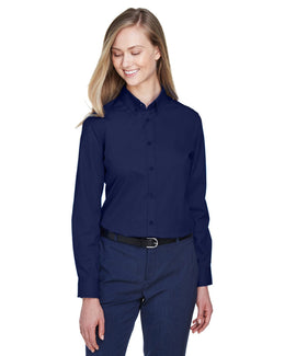 Core 365 Operate Ladies Long Sleeve Twill Shirt 78193 | Classic Navy - Front