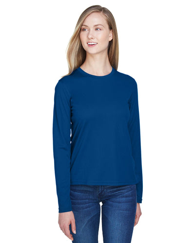 Core 365 Agility Ladies Performance Long Sleeve Pique Crew Neck 78199 | True Royal - Front