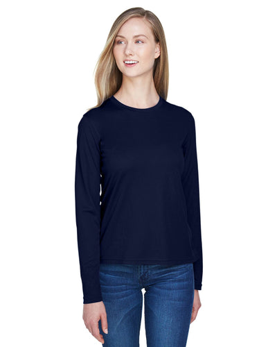 Core 365 Agility Ladies Performance Long Sleeve Pique Crew Neck 78199 | Classic Navy - Front