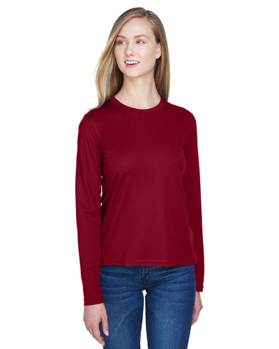 Core 365 Agility Ladies Performance Long Sleeve Pique Crew Neck 78199 | Classic Red - Front