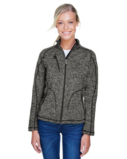 North End Sport Red Peak Ladies Sweater Fleece Jacket 78669 | Heather Charcoal - Front