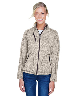 North End Sport Red Peak Ladies Sweater Fleece Jacket 78669 | Light Heather - Front