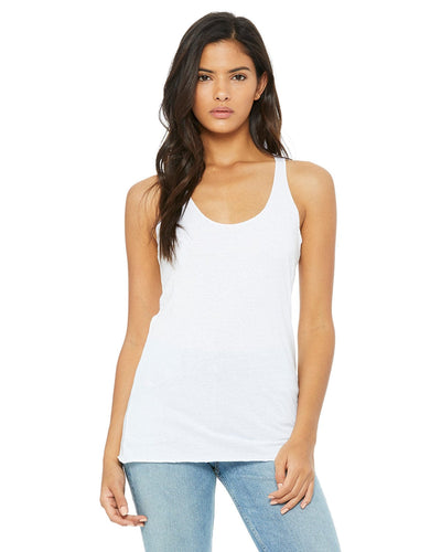 Bella+Canvas Ladies Triblend Racerback Tank 8430 | Solid Wht Trblnd - Front