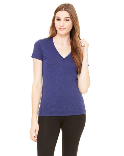 Bella+Canvas Ladies Triblend Deep V-Neck T-Shirt 8435 | Navy Triblend - Front