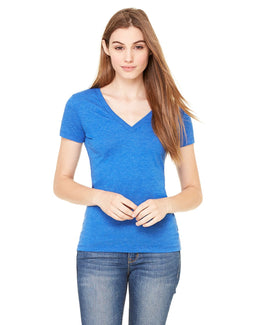 Bella+Canvas Ladies Triblend Deep V-Neck T-Shirt 8435 | Tr Royal Triblnd - Front