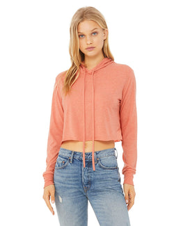 Bella+Canvas Ladie's Cropped Long Sleeve Hoodie T-Shirt 8512 | Sunset Triblend - Front