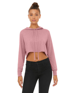 Bella+Canvas Ladie's Cropped Long Sleeve Hoodie T-Shirt 8512 | Orchid Triblend - Front