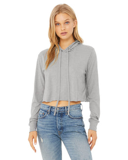Bella+Canvas Ladie's Cropped Long Sleeve Hoodie T-Shirt 8512 | Ath Grey Triblnd - Front