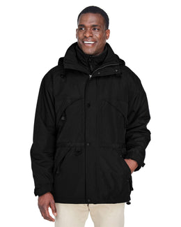 North End Mens 3-In-1 Techno Series Parka With Dobby Trim 88007 | Black - Front