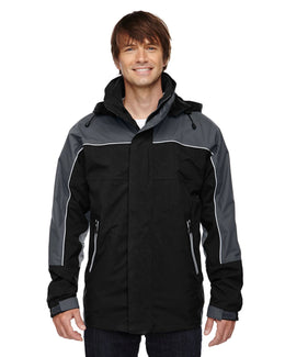 North End Mens Techno Performance 3-In-1 Mid-Length Jacket 88052 | Black - Front