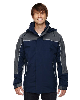 North End Mens Techno Performance 3-In-1 Mid-Length Jacket 88052 | Midnight Navy - Front