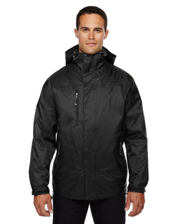 North End Mens 3-In-1 Techno Performance Hooded Jacket 88120 | Black - Front