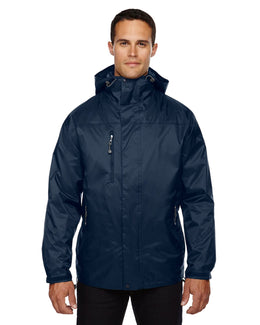 North End Mens 3-In-1 Techno Performance Hooded Jacket 88120 | Midnight Navy - Front