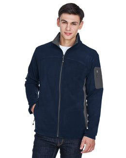 North End Mens Full-Zip Microfleece Contrast Jacket 88123 | Midnight Navy - Front