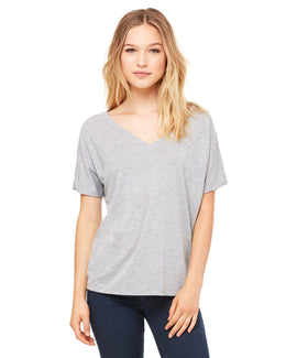 Bella+Canvas Ladies Flowy Simple V-Neck T-Shirt 8815 | Athletic Heather - Front
