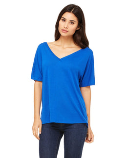 Bella+Canvas Ladies Flowy Simple V-Neck T-Shirt 8815 | True Royal - Front