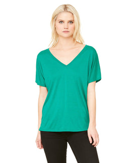 Bella+Canvas Ladies Flowy Simple V-Neck T-Shirt 8815 | Kelly - Front