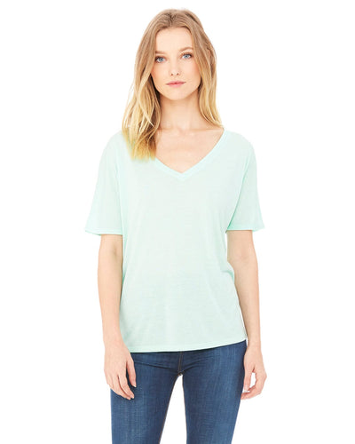 Bella+Canvas Ladies Flowy Simple V-Neck T-Shirt 8815 | Mint - Front