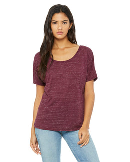 Bella+Canvas Ladies Slouchy T-Shirt 8816 | Maroon Marble - Front