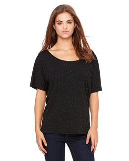 Bella+Canvas Ladies Slouchy T-Shirt 8816 | Black Speckled - Front