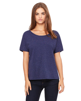 Bella+Canvas Ladies Slouchy T-Shirt 8816 | Navy Speckled - Front
