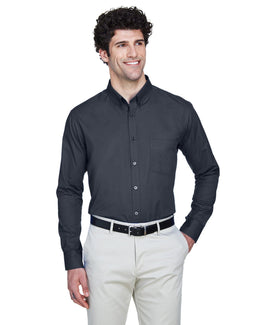 Core 365 Operate Mens Long Sleeve Twill Shirt 88193 | Carbon - Front