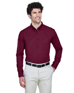 Core 365 Operate Mens Long Sleeve Twill Shirt 88193 | Burgundy - Front
