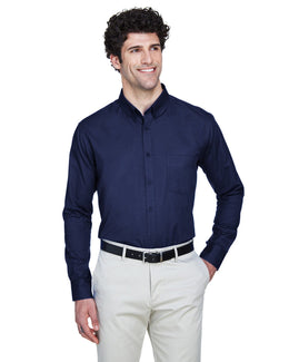 Core 365 Operate Mens Tall Long Sleeve Twill Shirt 88193T | Classic Navy - Front
