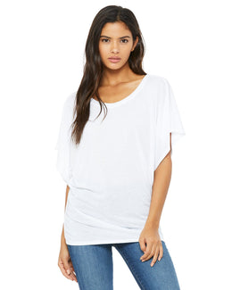 Bella+Canvas Ladies Flowy Draped Dolman T-Shirt 8821 | White - Front