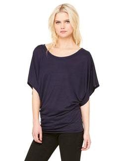 Bella+Canvas Ladies Flowy Draped Dolman T-Shirt 8821 | Midnight - Front