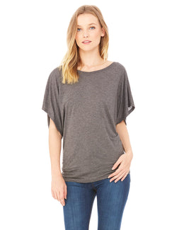 Bella+Canvas Ladies Flowy Draped Dolman T-Shirt 8821 | Drk Grey Heather - Front