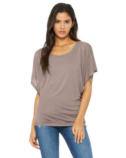 Bella+Canvas Ladies Flowy Draped Dolman T-Shirt 8821 | Pebble - Front