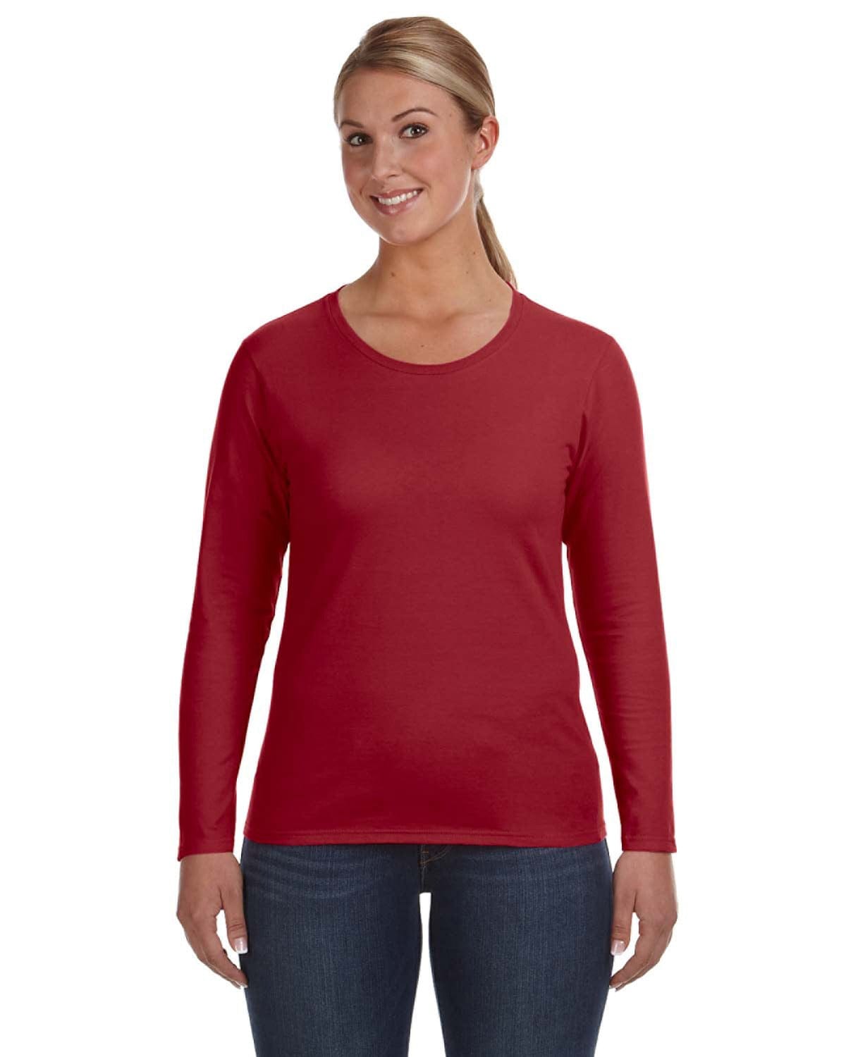 Anvil Ladies Lightweight Long Sleeve T Shirt Independence Red Wholesale Blank Long Sleeve T Shirt 884L