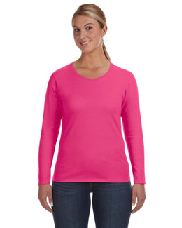 Anvil Ladies Lightweight Long Sleeve T-Shirt 884L | Hot Pink - Front