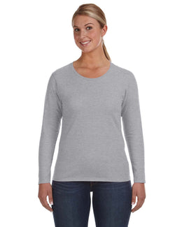 Anvil Ladies Lightweight Long Sleeve T-Shirt 884L | Heather Grey - Front