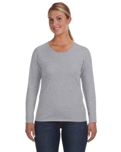 Anvil Ladies Lightweight Long Sleeve T-Shirt 884L | Heather Grey - Front