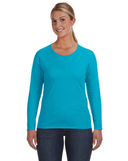 Anvil Ladies Lightweight Long Sleeve T-Shirt 884L | Caribbean Blue - Front