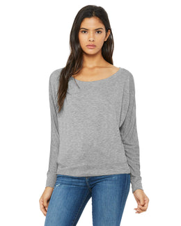 Bella+Canvas Ladies Long Sleeve Off The Shoulder Top 8850 | Athletic Heather - Front