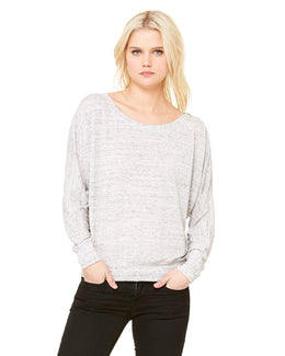 Bella+Canvas Ladies Long Sleeve Off The Shoulder Top 8850 | White Marble - Front