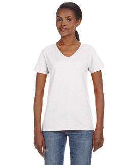 Anvil Ladies Lightweight V-Neck T-Shirt 88VL | White - Front