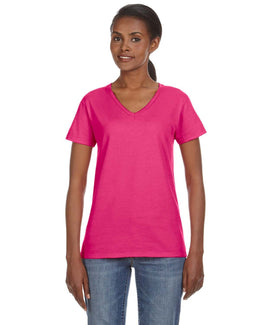 Anvil Ladies Lightweight V-Neck T-Shirt 88VL | Hot Pink - Front