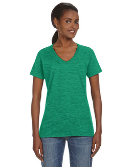 Anvil Ladies Lightweight V-Neck T-Shirt 88VL | Heather Green - Front