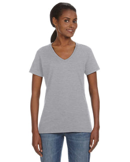 Anvil Ladies Lightweight V-Neck T-Shirt 88VL | Heather Grey - Front